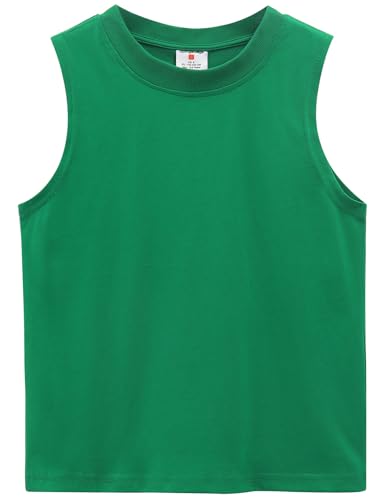Spring&Gege Boys Summer Tank Top Solid Cotton Workout Sleeveless T-Shirts (5-14 Years)