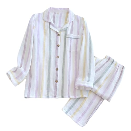 Pyjama gaze de coton femme Dninmim à rayures pour des soirées cocooning confortables