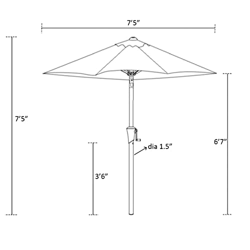 C-Hopetree 7.5 Ft Outdoor Patio Market Table Umbrella With Tilt, Taupe #TOP5