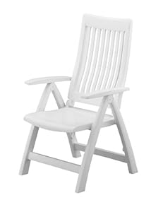 Kettler Gartenstuhl Hochlehner - stabiler Klappsessel für den Garten - Rückenlehne mehrstufig verstellbar - weiß