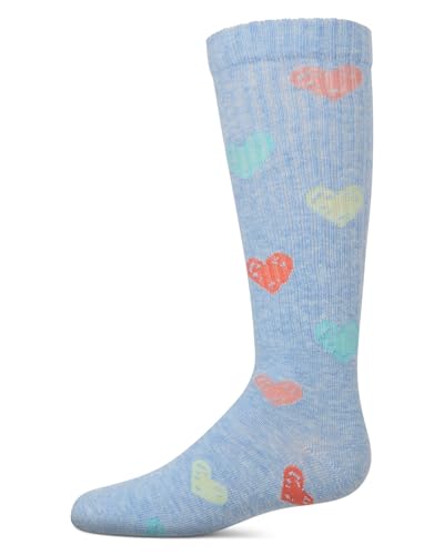 MeMoi Girls Ribbed Cotton Blend Multi Graffiti Hearts Knee Sock2