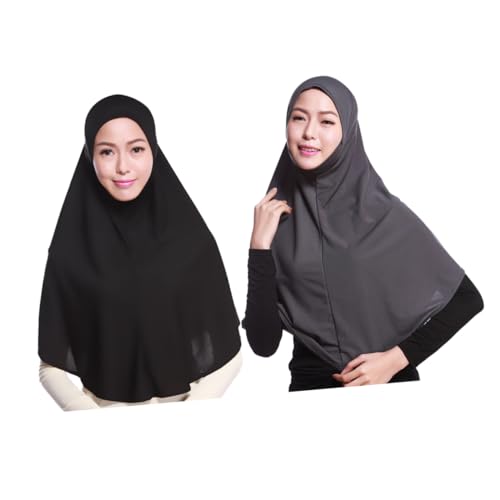 Écharpe longue en lin Healeved lot de 2 châles hijab noir et gris toutes occasions