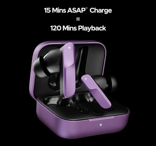 Image of Original Bluetooth Buds for Boat Nirvana X TWS Earbuds Delivering Gaming-Focused Audio, Fast Charge & Durable Design - Purple