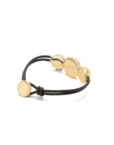 Uno de 50 18K Gold-Plated Beaded Leather Bracelet, Three Bubble Design, Black, Ser Intrepida Collection3