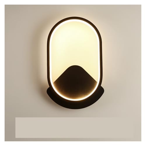 Aplique de pared LED negro estilo F con luz cálida para dormitorio