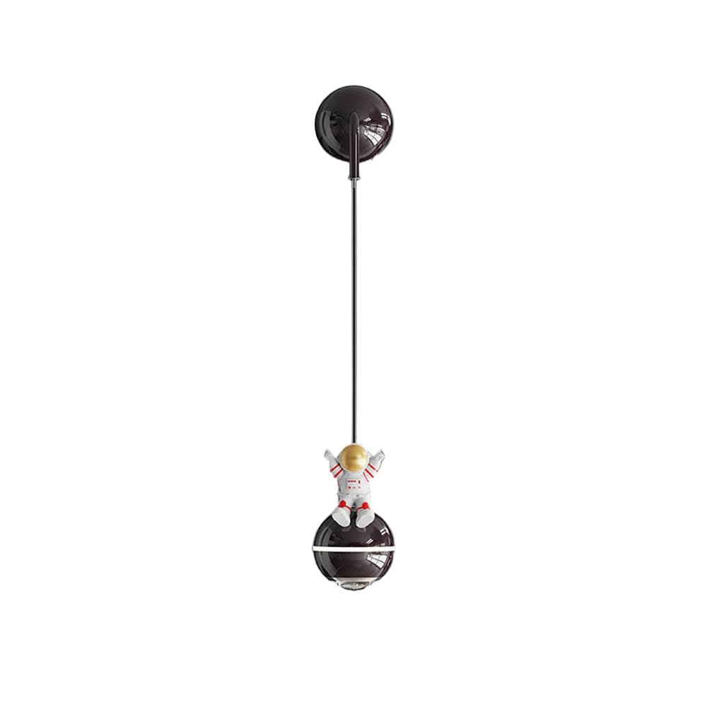 SXSCARKX Modern Light Luxury LED Wall Sconce Astronaut Bedroom Mounted For Kids Room Dimmable Black Mid Century Lamp Nordic Chrome Lighting Fixture Bedside Living