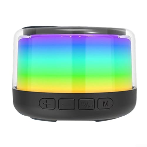 Pequeño altavoz portátil compatible con carga inalámbrica, unidad ligera para graves potentes para audio de alta fidelidad, perfecto para camping, playa, deportes, 8 x 8 x 5 cm, ABS multicolor (negro)