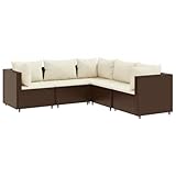 vidaXL 5-delige Loungeset met kussens poly rattan bruin, tuinset, tuinmeubel, terrasset, tuinbank, terrasmeubel, loungebank, loungeset tuin