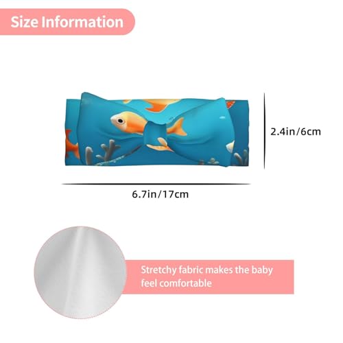 Coral Fish underwater Prints Baby Bow Headband Super Stretchy Soft Bows Hair Accessories for Newborn Infants Toddlers Kids Girls3
