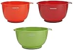 Farberware - 5216128 Farberware Professional Plastic Mixing Bowls, Set of 3, Orange/Red/LightGreen