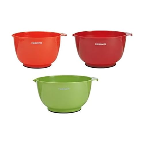 Farberware - 5216128 Farberware Professional Plastic Mixing Bowls, Set of 3, Orange/Red/LightGreen