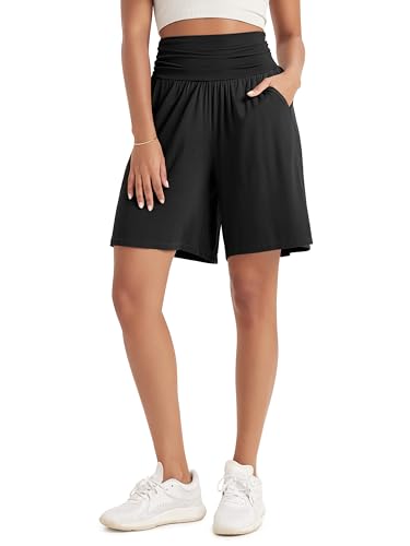 ODODOS Women's Wide Leg Lounge Shorts with Pockets Lightweight Soft Relaxed Casual Pajama Bottom-8