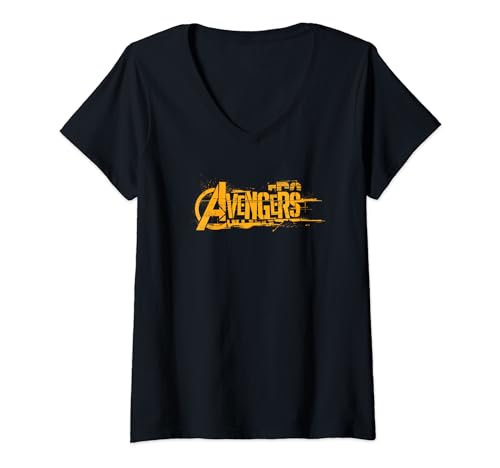 Image of Womens Avengers Infinity War Orange Logo V-Neck T-Shirt