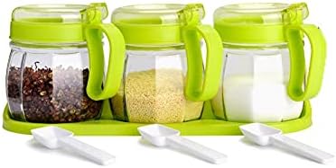 Spice boxs 3 Pc Flip Glass Leakage-Proof Spice Jar for Kitchen, Can Hold A Variety of Seasoning