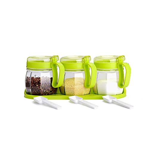 AQQWWER Auslaufsichere Gewürzgläser aus Glas, 3er-Set, perfekt für die Küche, luftdichte Behälter für verschiedene Gewürze und Gewürze