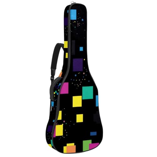 Housse de guitare acoustique multicolore avec protection antichoc géométrique