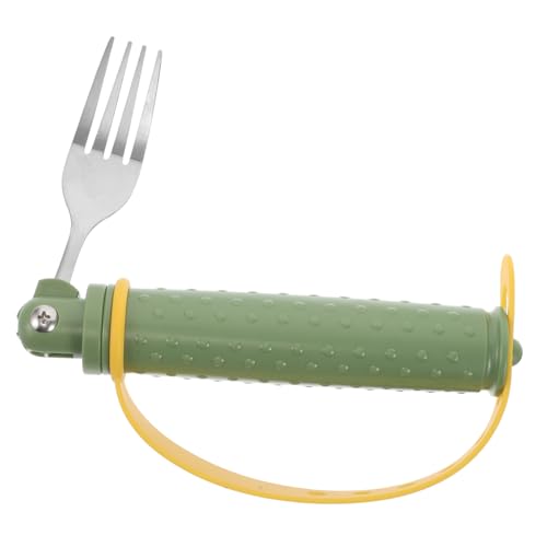 Healeved 高齢者用旅行フォークスプーンセット のある大人のための非屈曲性振動ステンレススチールシリコンポータブル適応食器