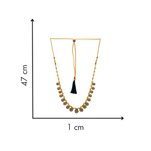 Image of P.C. Chandra Jewellers 22KT (916) Yellow Gold Thushi Necklace for Women | Designer Floral Black Drop Motif - 0.97g Gold