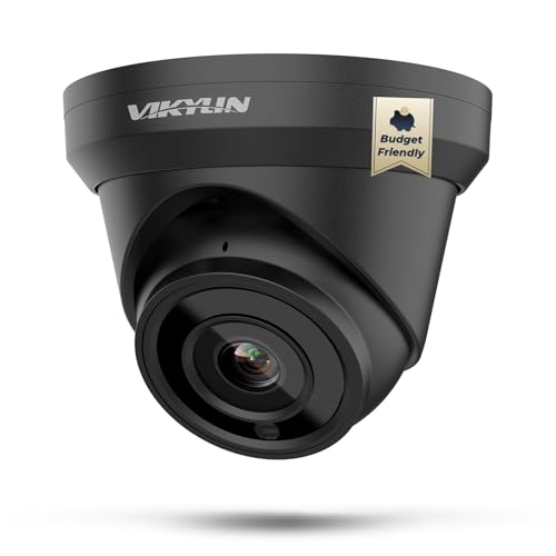 Image of VIKYLIN 4K 8MP PoE IP Camera Outdoor, 4K PoE Turret Security Camera with Human Vehicle Detection, 2.8mm Lens, 98ft EXIR2.0 Night Vision,Built-in Mic, WDR, IP67, Blue Iris, NDAA Compliant, Black