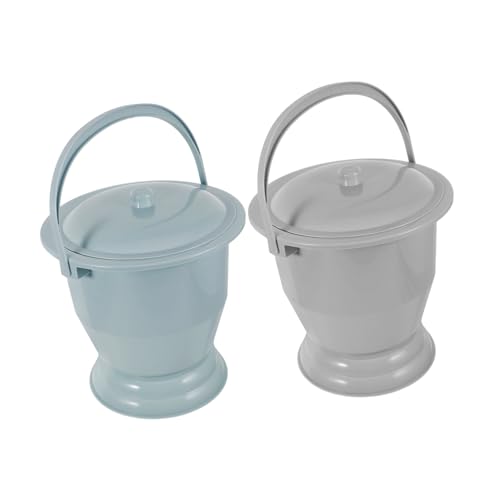 CONGARTENO 2個 耐久性プラスチック製ふた付き携帯用チャンバーポット 臭いを防ぐ密閉構造 軽量で持ち運び簡単 高齢者 妊婦向け家用尿器