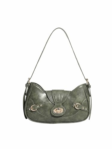 Women's Retro Vintage Metal Studded Shoulder Bags Zipper Single Strap Underarm Purses