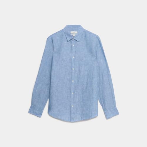 Image of Marks & Spencer Mens Solid Linen Blend Collared Neck Regular Fit Easy Iron Shirt