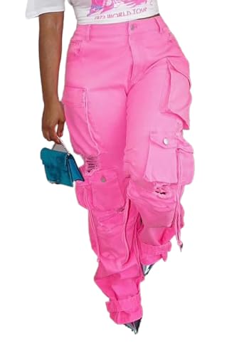 YOOTIKO Womens Baggy Jeans Cargo Pants Y2K High Waisted Distressed Street Denim Wide Leg Trousers with Pockets2