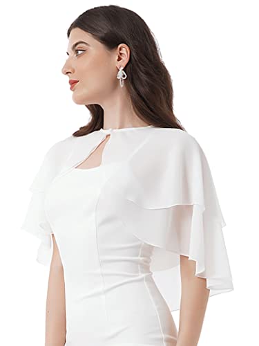 Women's Layered Chiffon Shawls Wraps for Evening Dress Wedding Cape Cover Up Capelets Shrug3