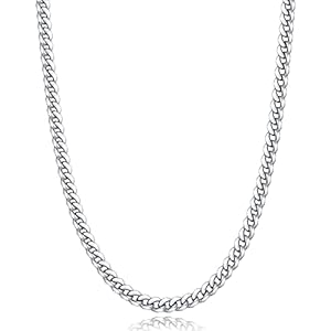Momlovu Cuban Link Chain Necklace for Men Boys | 316L Stainless Steel Diamond-Cut Cuban Chain, Mens Jewelry, 4mm 6mm 18-26 Inch, Gifts for Men Boys