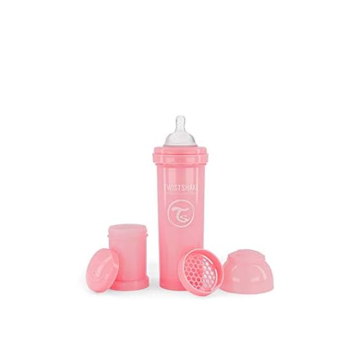 Twistshake Biberón Anti-cólicos con Tetina Flujo Rápido de Silicona para Bebés, Alimentación Similar al Pecho, Botella para Beber de Leche, 330 ml, Sin BPA, 4+ Meses, Rosa Pastel