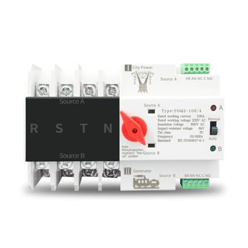 Inverseur automatique ATS double puissance 3P 100A 110V rail DIN commutateur