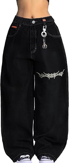 Y2k Baggy Jeans Women Men Hip Hop Goth Street Jeans with Skeleton Print Vintage High Waist Denim Wide Leg Pants3