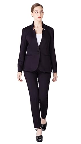 Ava Luke Hosenanzüge Für Damen Elegant Zweiteilig, Hosenanzug 2-teilig Anzüge Für Damen Schwarz 48