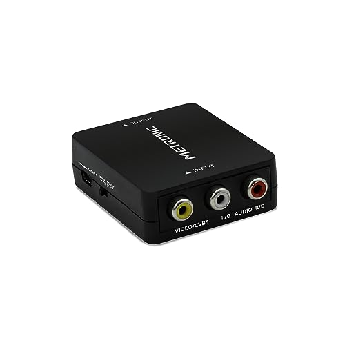 Metronic - Convertidor Adaptador RCA a HDMI Universal de Salida Ajustable 720P / 1080P Audio Videoconsola Xbox 360, PS1, PS2, Wii, N64, Gamecube, SNES, NES, PSP, cámara, Reproductor de DVD, VHS