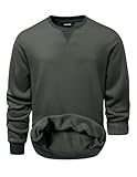 JMIERR Mens Fleece Long Sleeve Crewneck Sweatshirts Sherpa Lined Fall Winter Pullover Sweaters Shirts, L, Dark Grey