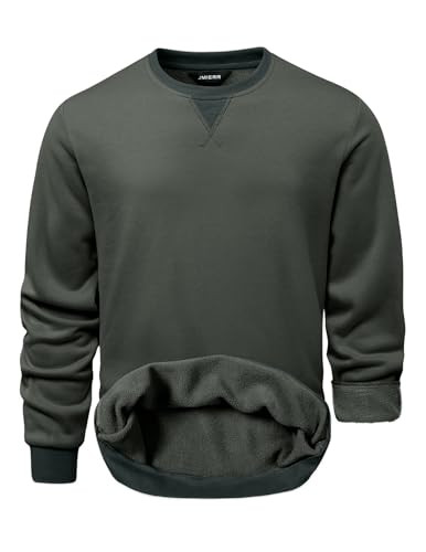 JMIERR Herren Sweatshirt Baumwolle Fleece Pullover Gefüttert Winter Sport Pulli Warm Langarm Sweatshirts mit Rundhalsausschnitt Carbongrau XL JMIERR Herren Sweatshirt Baumwolle Fleece Pullover Gefüttert Winter Sport Pulli Warm Langarm Sweatshirts mit Rundhalsausschnitt Carbongrau XL