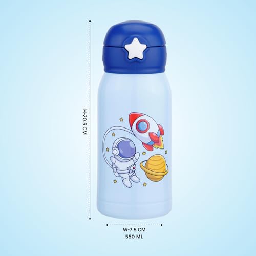 Image of CLAY CRAFT VACBOTT Kids Double Walled 18 Hours Hot and 24 Hours Cold Water Bottle-550ML, 2-Piece Steel Bottles for Travelling|BPA-Free|Leak Proof|BIS Certified|1Year Limited Warranty