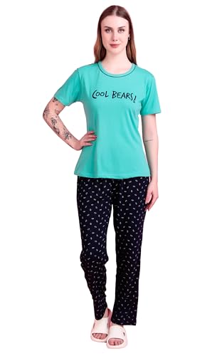 Image of Printed Cotton Night Suit Set, Pyjama Set, Sleepwear, Nightwear for Women (3105)