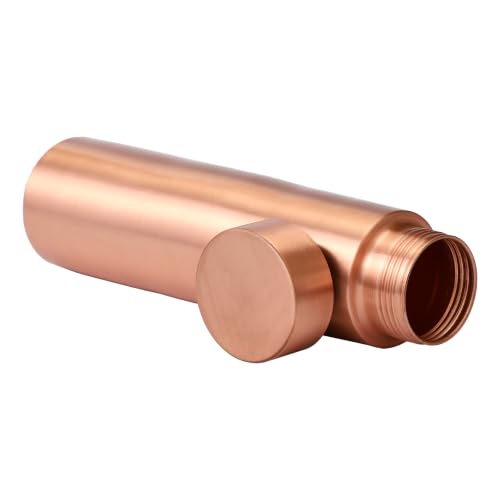 Image of Tambra Pure Copper Matt Cylinder Design Water Bottle with Advanced Leak Proof Protection and Joint Less With Matt Finish Look | Ayurveda and Yoga Health Benefits | (950 ml, Pack of 2)
