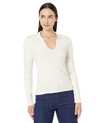 Image of Calvin Klein Women's Johnny Collar V Neck Lightweight Long Sleeve Comfortable Sweater