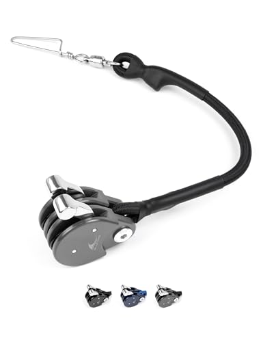 BLUEWING Blue Water Outrigger Line Lock PRO Hard-Anodized Aluminum Alloy Halyard Lock Pulley, Double Gunmental