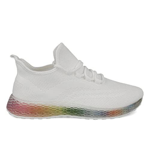 Comment bien organiser sa collection de chaussures pour femmes chaussure PAYMA - Chaussures de Sport Sneakers Baskets pour Femme. Tennis Gym, Running, Casual et Marcher. Maille Respirante. avec sans Lacets, Velcro. Coleur: Blanc. Taille: EU 37