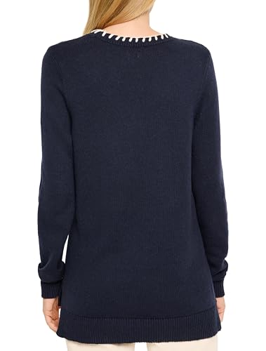 NIC+ZOE Women's Cotton Cashmere Blanket Stitch Sweater4