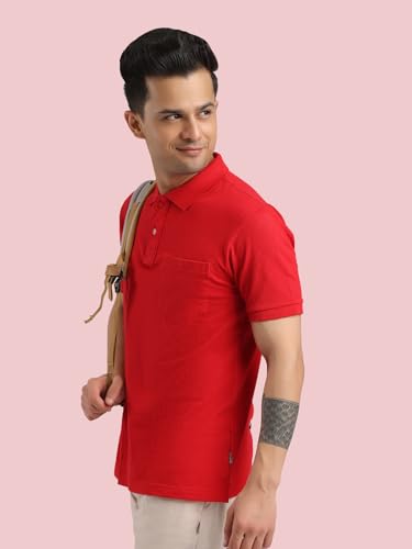 Image of Rupa Bumchums Men Super Combed Cotton Solid Half Sleeve Club Collar Polo Regular Fit T-Shirt with Chest Pocket