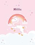 Millie: Unicorn Notebook Personal Name Wide Lined Rule Paper | Notebook The Notebook For Writing Journal or Diary Women & Girls Gift for Birthday, For ... | 162 Pages Size 8.5x11inch | Matte Finish