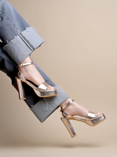 Image of Shoetopia Women's Block Heel Sandals - Platform Party Heels with Ankle Strap | Stylish Dress Sandals for Weddings & Evening