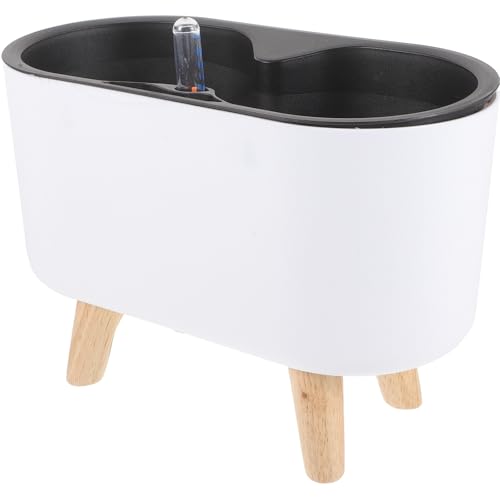 ifundom Maceta para Plantas Suculentas Autorriego y Medidor de Agua, Combinación de Plástico y Madera, Diseñada para Uso en Balcones y Habitaciones