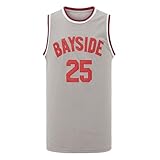 Mens Basketball Jersey Zack Morris #25 Bayside Tigers Saved by The Bell Stitched Grey Color (US, Alpha, Large, Regular, Regular, Grey)