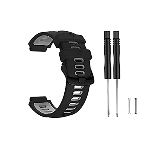 ZACLAY Band Compatible with Garmin Forerunner 735XT/220/230/235/235 Lite/620/630,Soft Silicone Replacement Watch Strap for Garmin Approach S20 S5 S6 Smart Watch,Adjustable Sport WatchBand (BLACK GRAY)