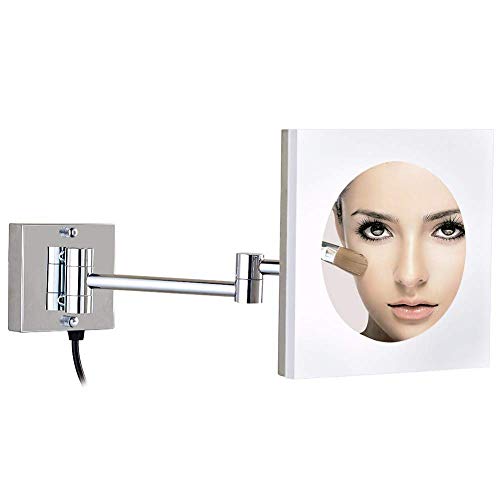 Miroir grossissant 3X JCAKES mural avec prise pour illuminer et faciliter le rasage précis